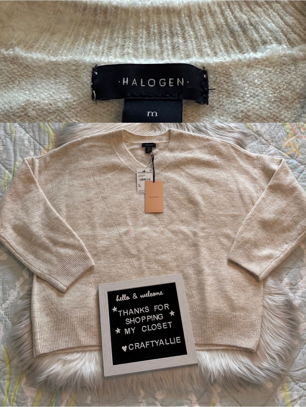 NWT Halogen Cream Crewneck Sweater | Women’s Medium
